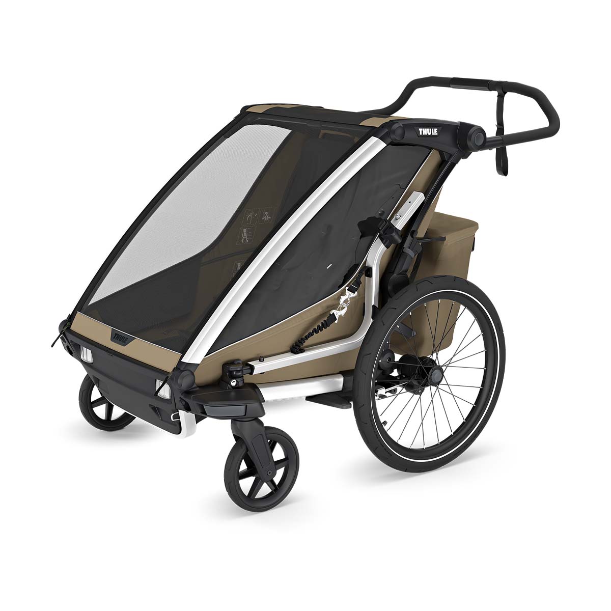Remolque para bicicleta Thule Chariot Cross 2 Caqui doble